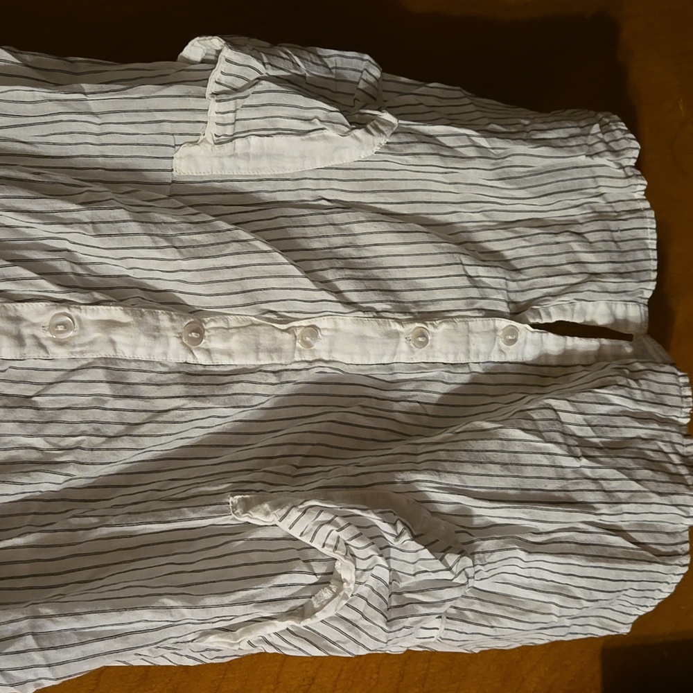 White Striped Women's Top Size Large: C - Picture 3 of 8